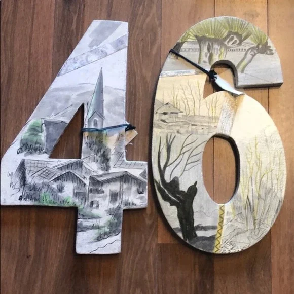 Anthropologie hand painted Swarm numbers - Picture 4 of 7